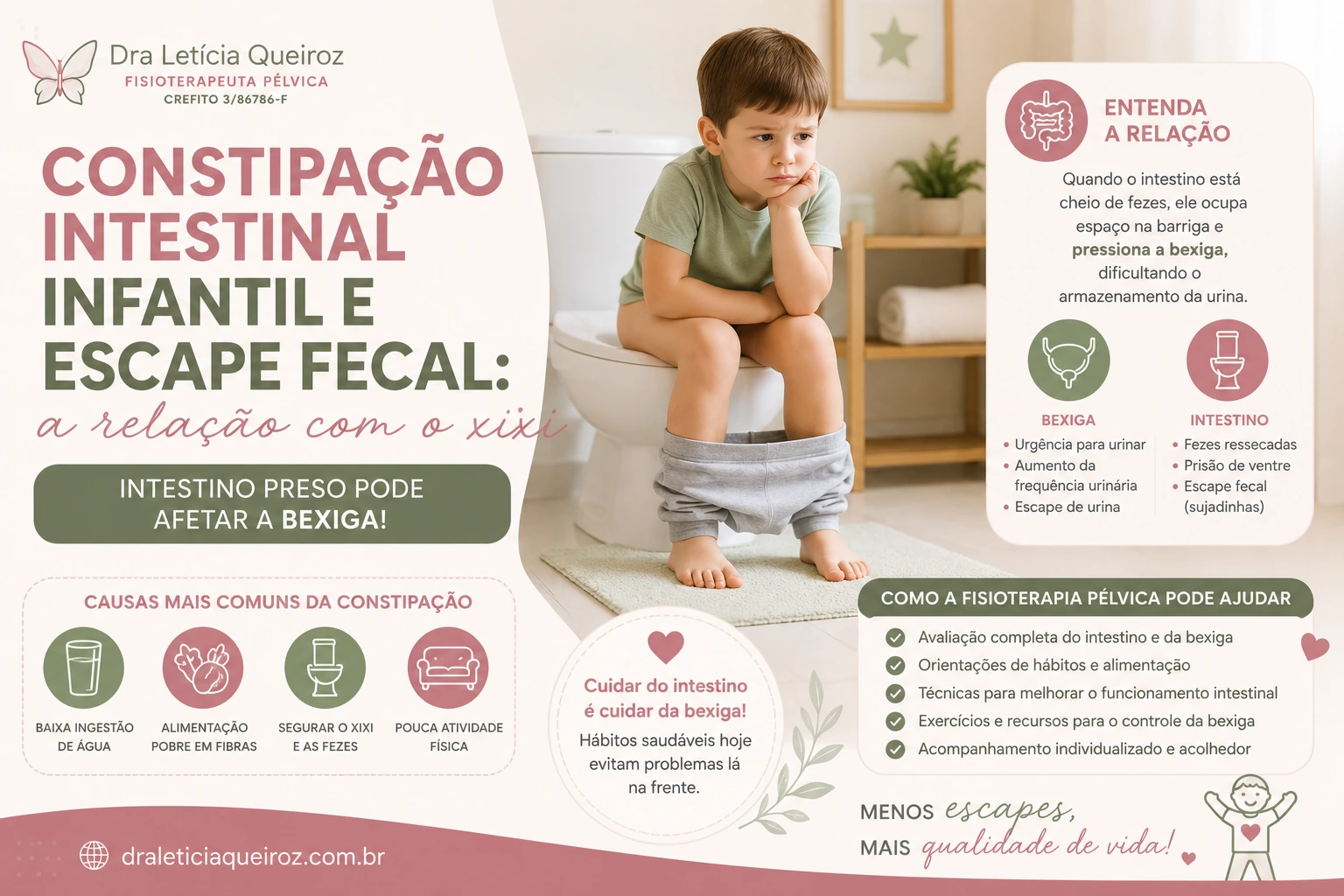Constipação infantil e escape fecal: a relação com o xixi